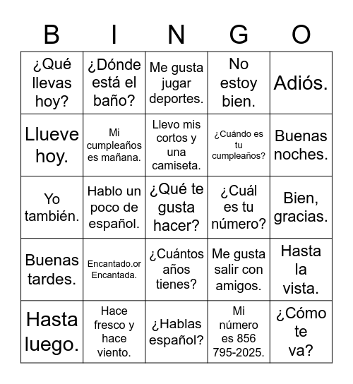 Saludos 2023 Bingo Card