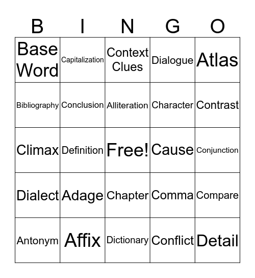 5th grade 1 Bingo Card