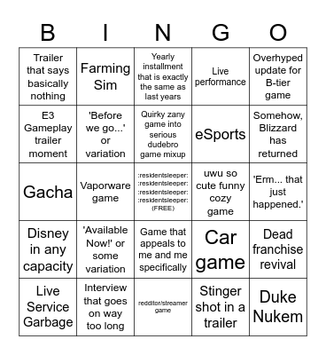e3n't 2023 sponsored by OWL Bingo Card