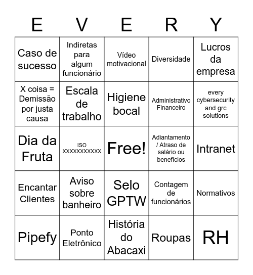 BINGOOOO Bingo Card