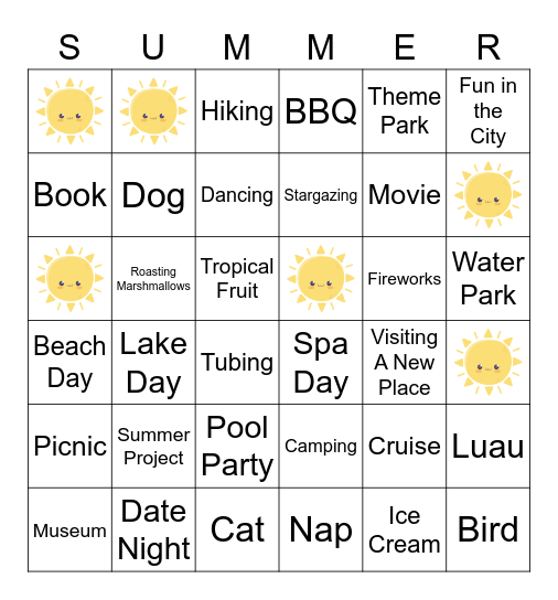 SUMMER FUN BINGO Card