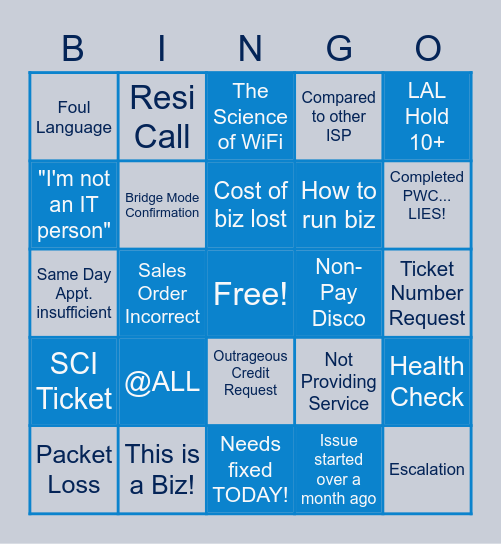 CX Bingo Card