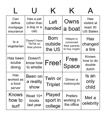 LUKKA BINGO Card