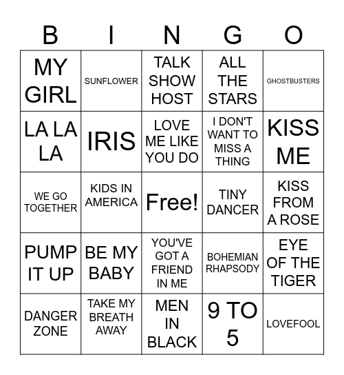 2/26- Movie Soundtracks Bingo Card