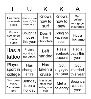 Lukka Bingo Card