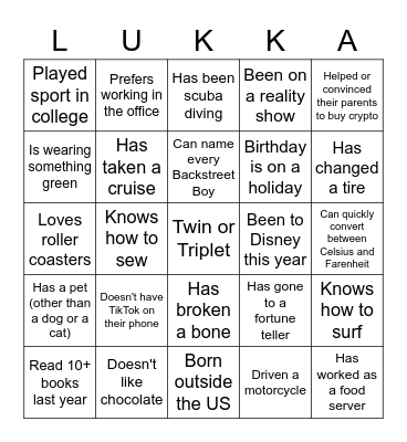 Lukka Bingo Card