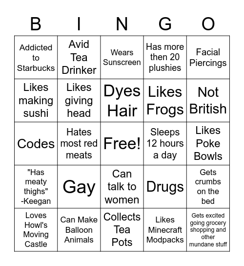 Frog Bingo Card