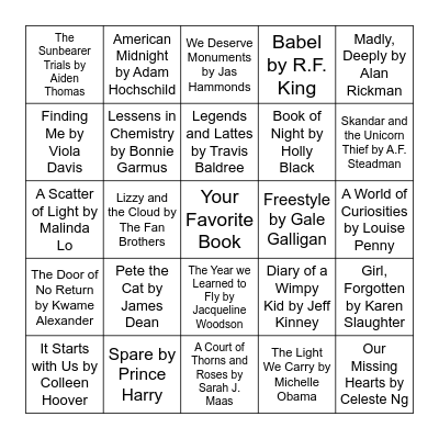 Book Bingo Card