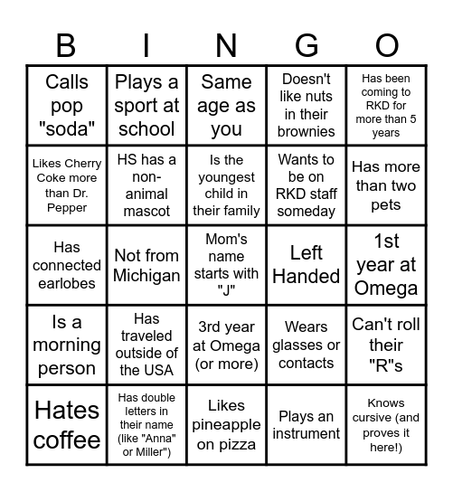 Alpha Week Bingo! Bingo Card