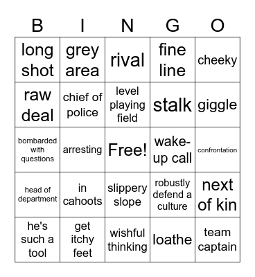 Advanced Unit 5 Bingo Card