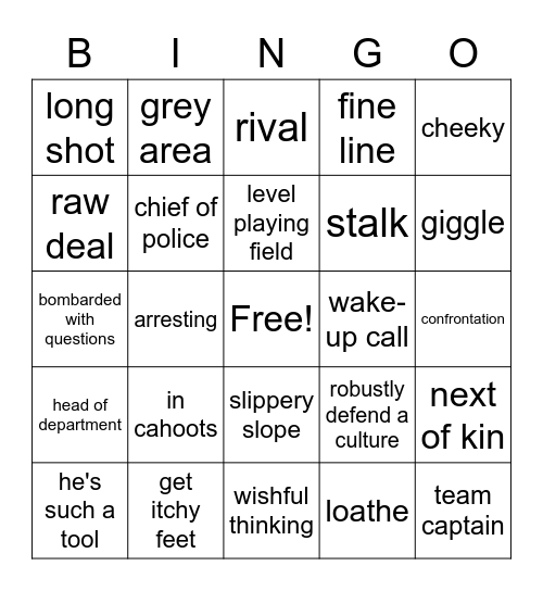 Advanced Unit 5 Bingo Card