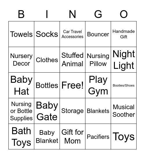 Baby Shower Present Bingo Card