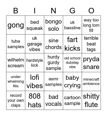 Beat Maker Bingo Card