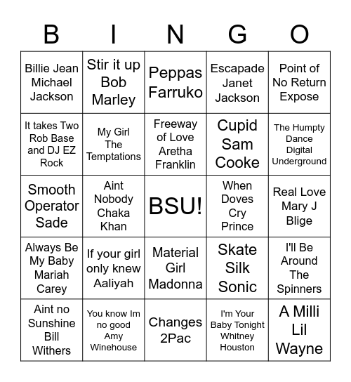 BSU BINGO Card