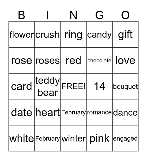 Valentine's Day Bingo Card