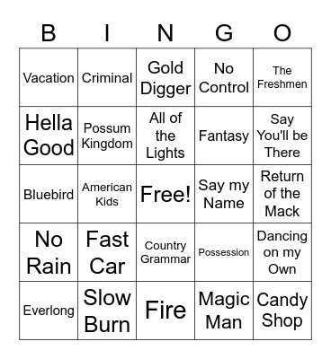 Melissa's Birthday Bingo Card