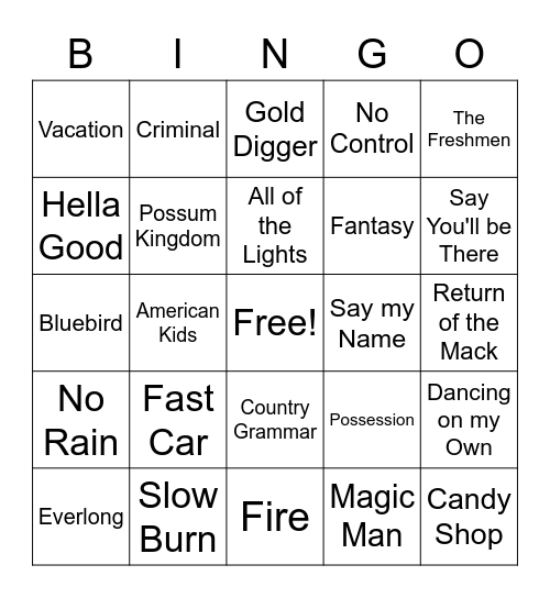 Melissa's Birthday Bingo Card