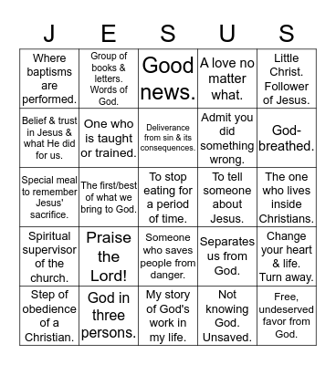 Church Lingo Bingo Card