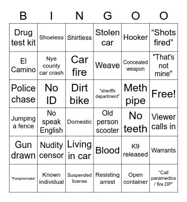 New Boot Goofin Bingo Card