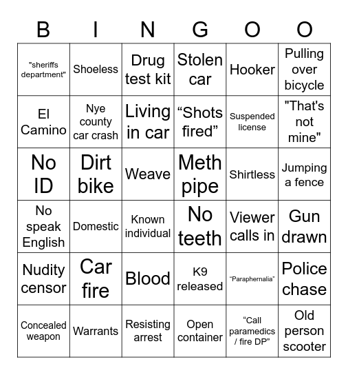 New Boot Goofin Bingo Card