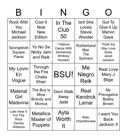 BSU BINGO Card