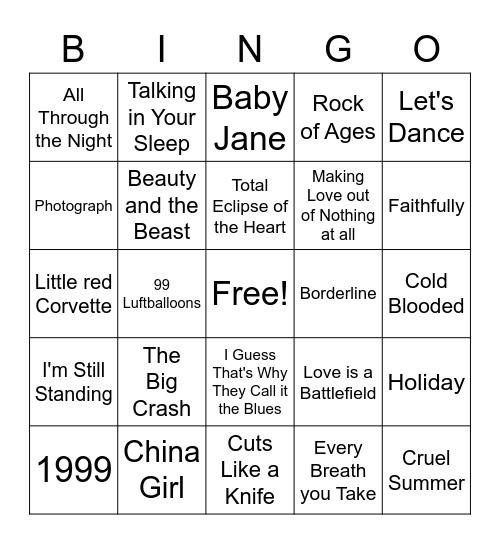 1983 Vintage Bingo Card