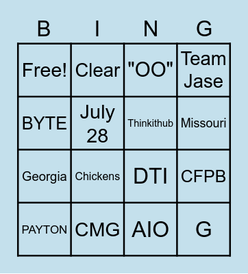 MORTGAGE MAYHEM Bingo Card