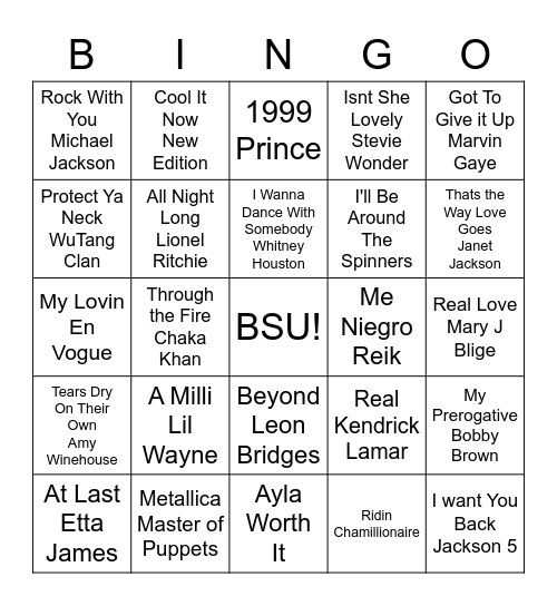 BSU BINGO Card