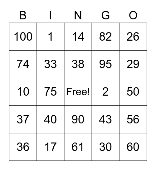 Summer Math Expressions BINGO Card