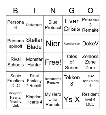 Summer Games Fest 2023 Bingo Card