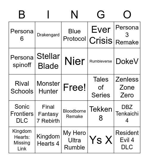 Summer Games Fest 2023 Bingo Card