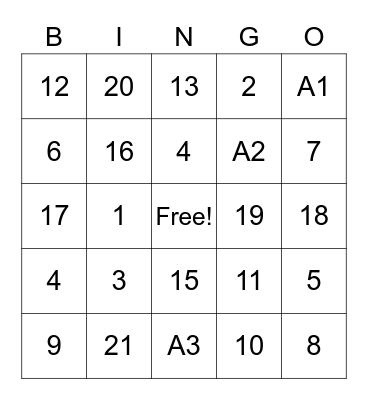 Fun Game Bingo Card