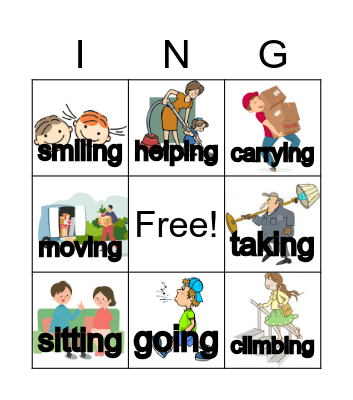 ing verbs Bingo Card