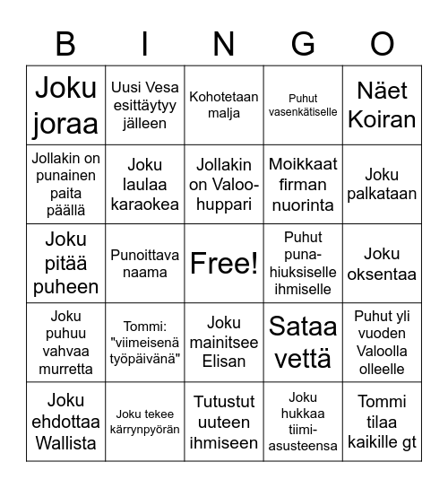 Kesäjuhlabingo Card