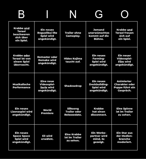 Summer Game Fest - 2023 Bingo Card