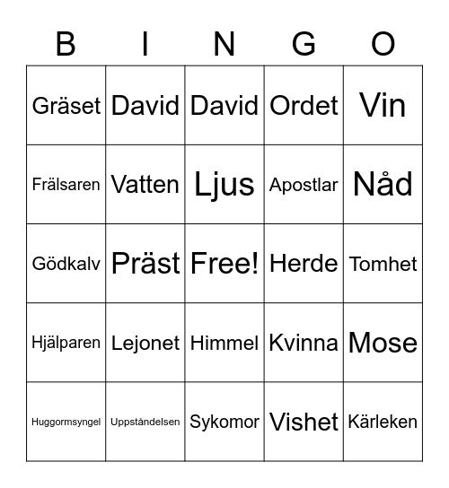 Bibelbingo Card