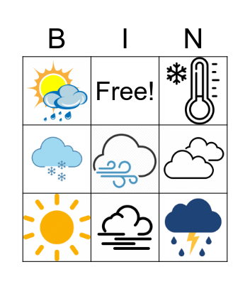 Weather Icons Bingo Card