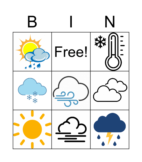Weather Icons Bingo Card
