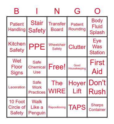 SAFETY BINGO Card