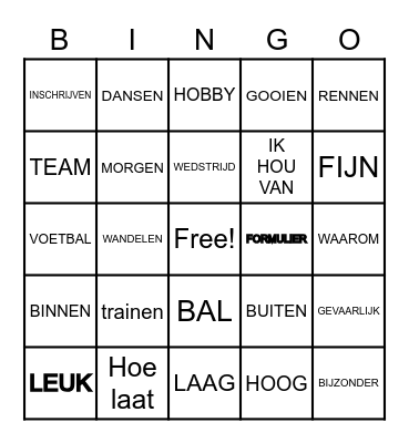 ALFATAAL 'IK SPORT' Bingo Card