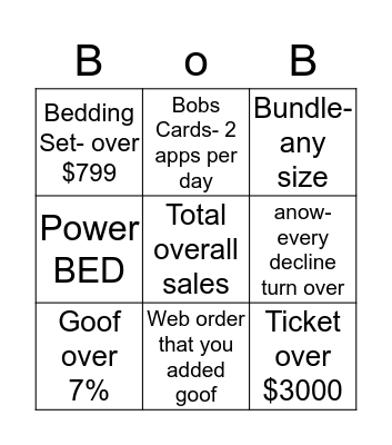 BOBS BINGO Card