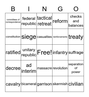 era 5,part 2 vocab bingo Card