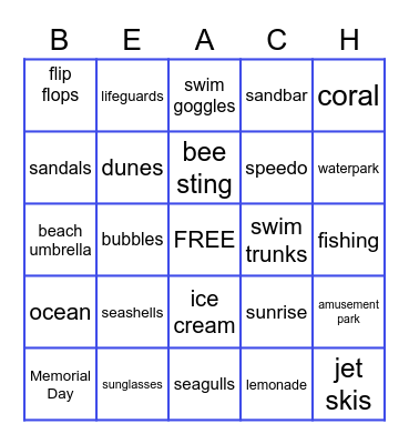 FRIEND OF A FRIEND ~ SPRING BRUNCH 2023 BEACH & SUMMER BINGO! Bingo Card