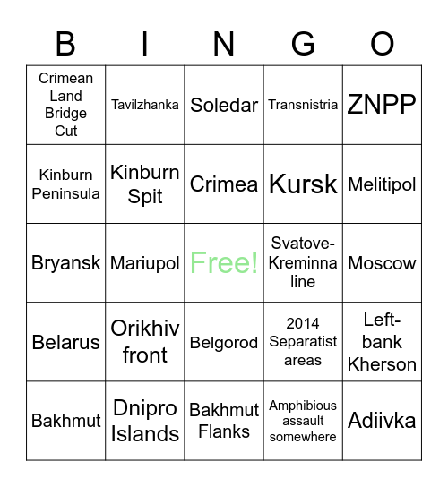 Summer 23 Ukrainian Counterattack Bingo Card