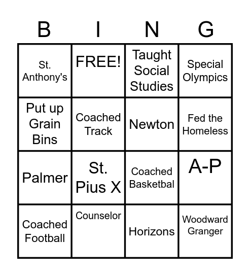 Gary's Retirement Bingo Card