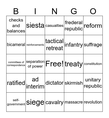 Era 5 Part 2 Vocab Bingo Card Bingo Card
