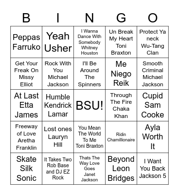 BSU Bingo Card