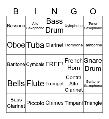 Band Bingo Card