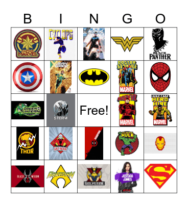 super heros Bingo Card