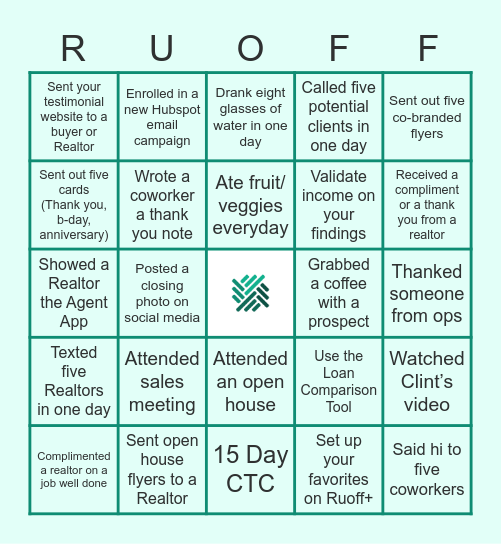 Ruoff Mortgage Bingo Card